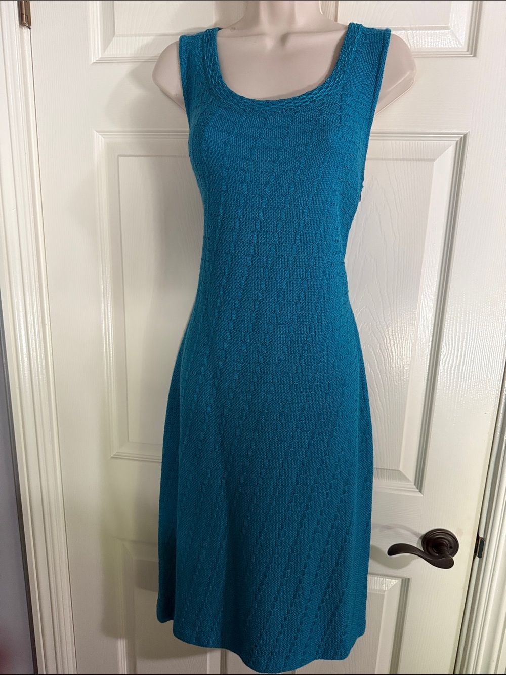 St. John Teal Sleeveless Knit Midi Dress